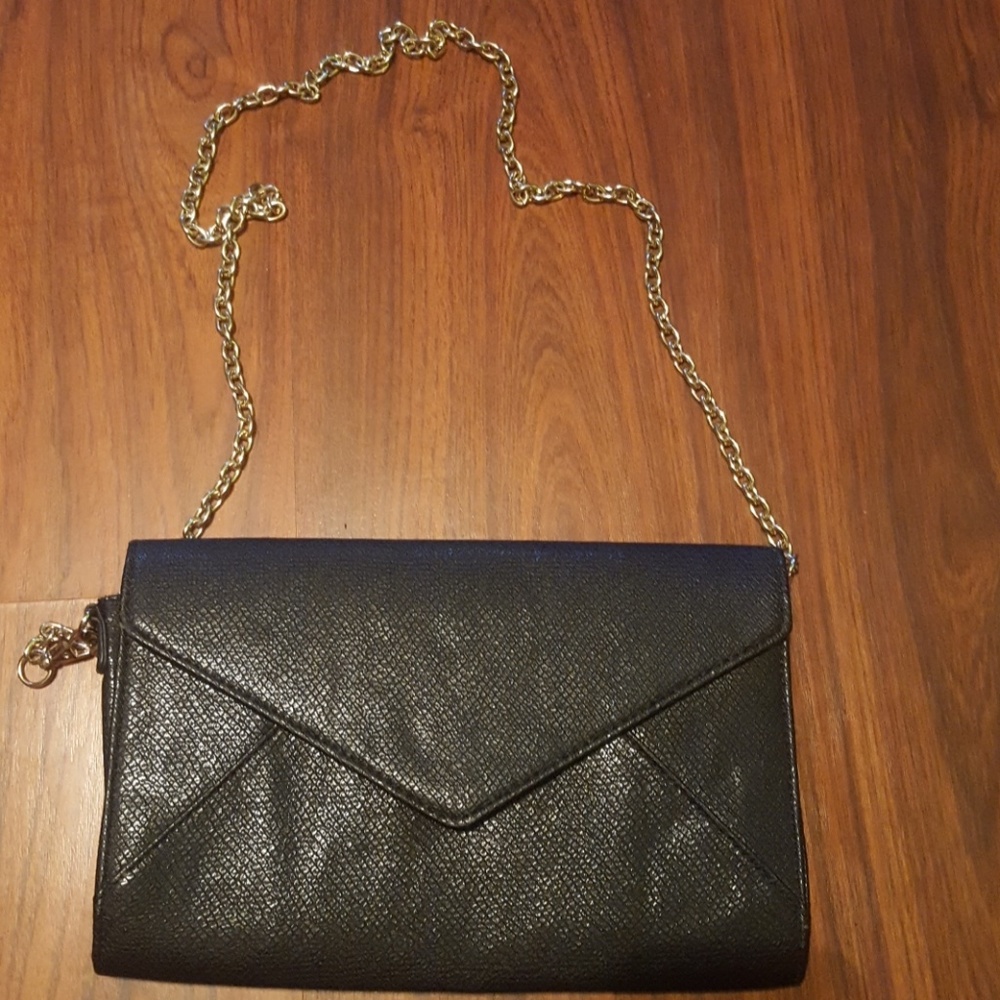 Urban Expression with Gold Chain Envelope Clutch